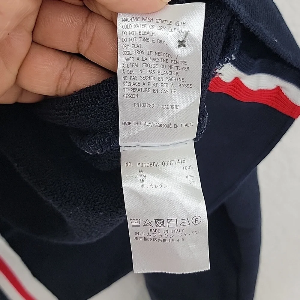 Thom Browne men's stripe hoodie cettire navy blue size 3 - Picture 15 of 15
